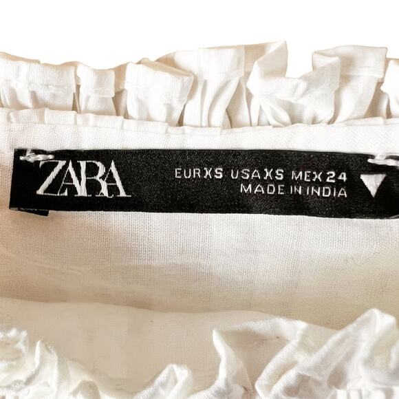 Zara White Off Shoulder Pleated Plisse Mini Dress‎ XS - Picture 6 of 9